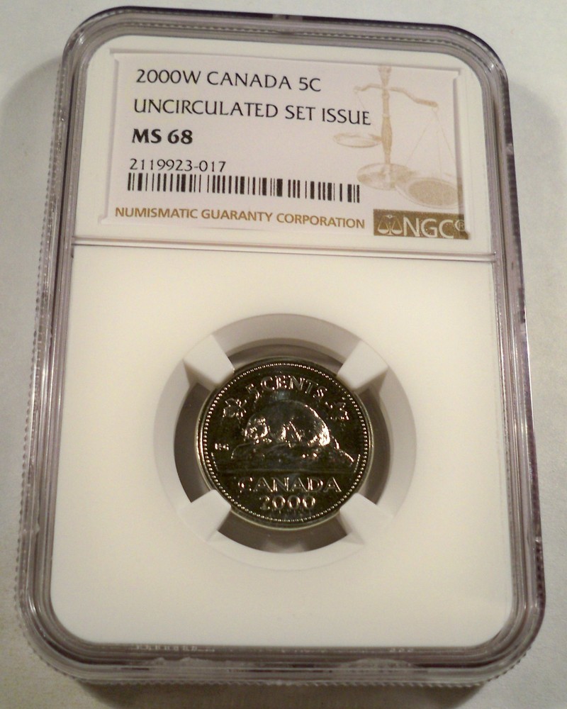 2000 W CANADA 5c NGC MS 68 NICKEL FIVE CENT COIN MS 68