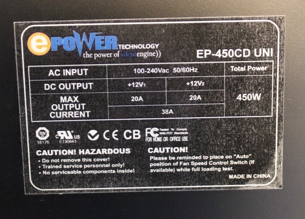 Power Technology engine EP-450CD UNI power supply