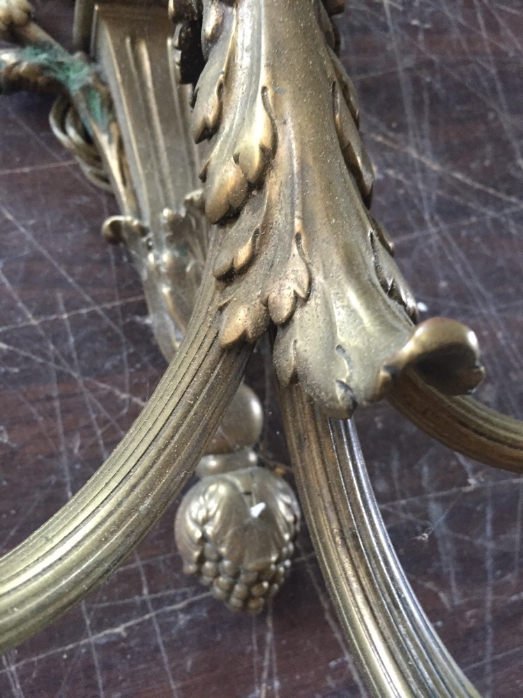 Lc 9 1Pair Antique Heavy Brass Three Arm Wall Sconce