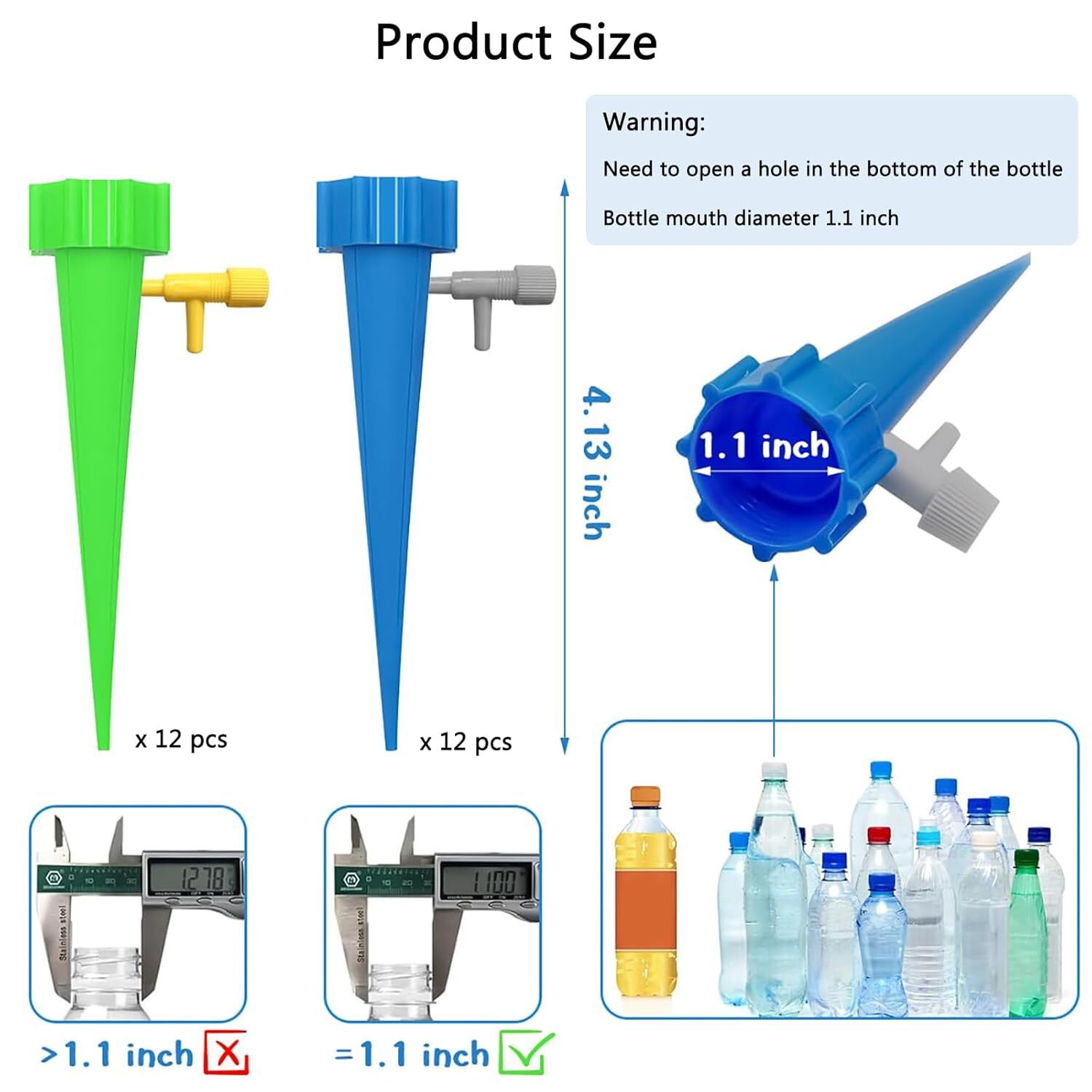 12Pcs Self Watering Spikes Automatic Irrigation Watering Drip System for Plants