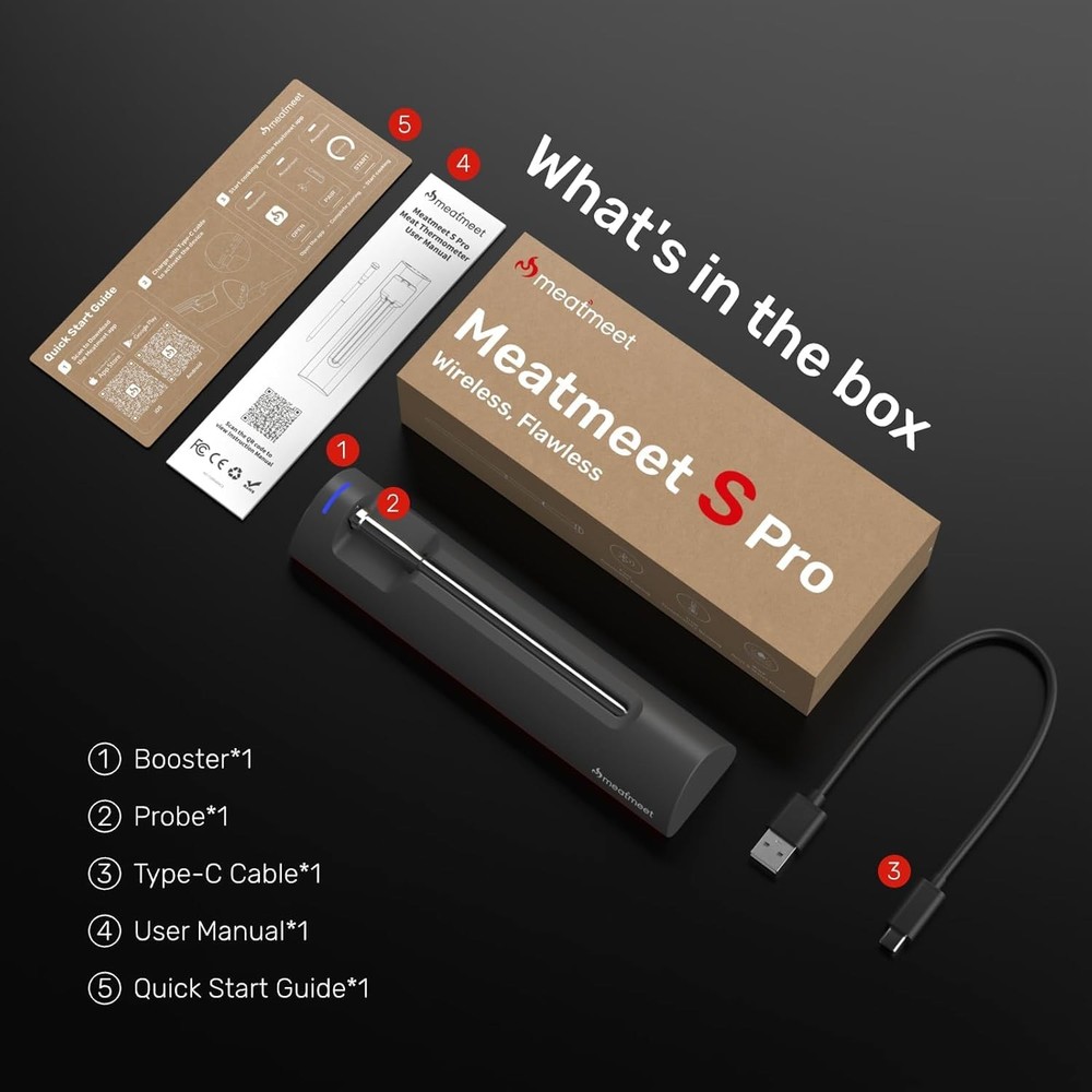 Wireless Meat Thermometer, Bluetooth Thermometer, Smart Digital Wireless Meat...