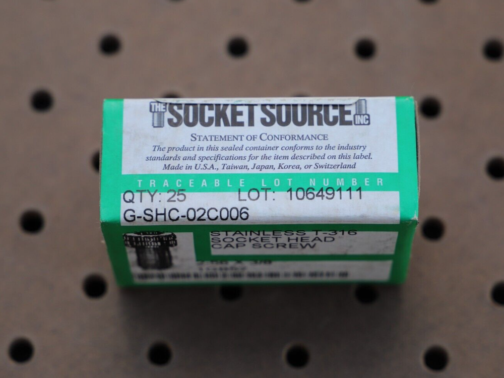 SOUCKET SOURCE 1GB57 STAINLESS T-316 SOCKET HEAD CAP SCREW 2-56 × 3/8