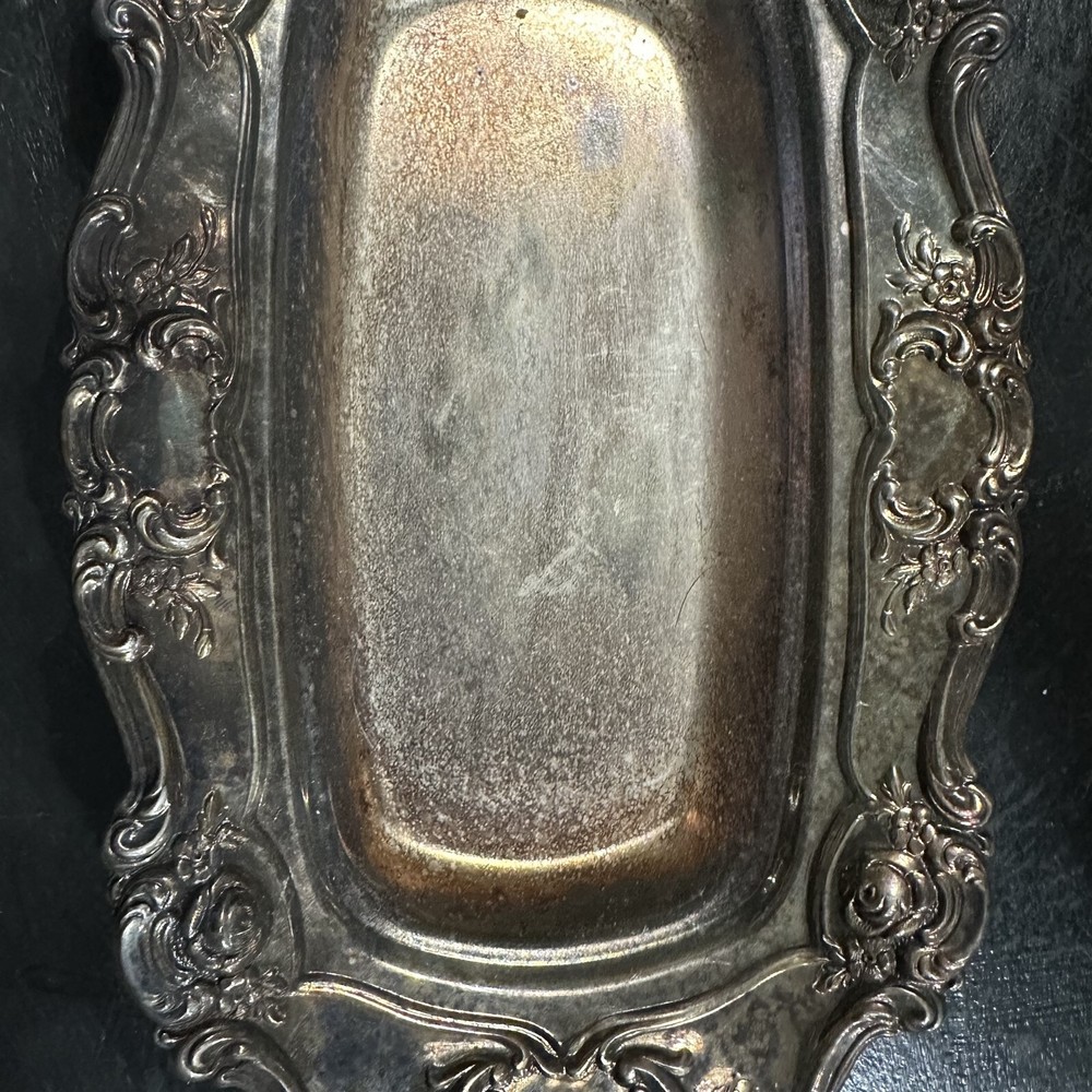 VINTAGE TOWLE OLD MASTER SILVERPLATE BUTTER DISH BASE ONLY ORNATE TARNISHED