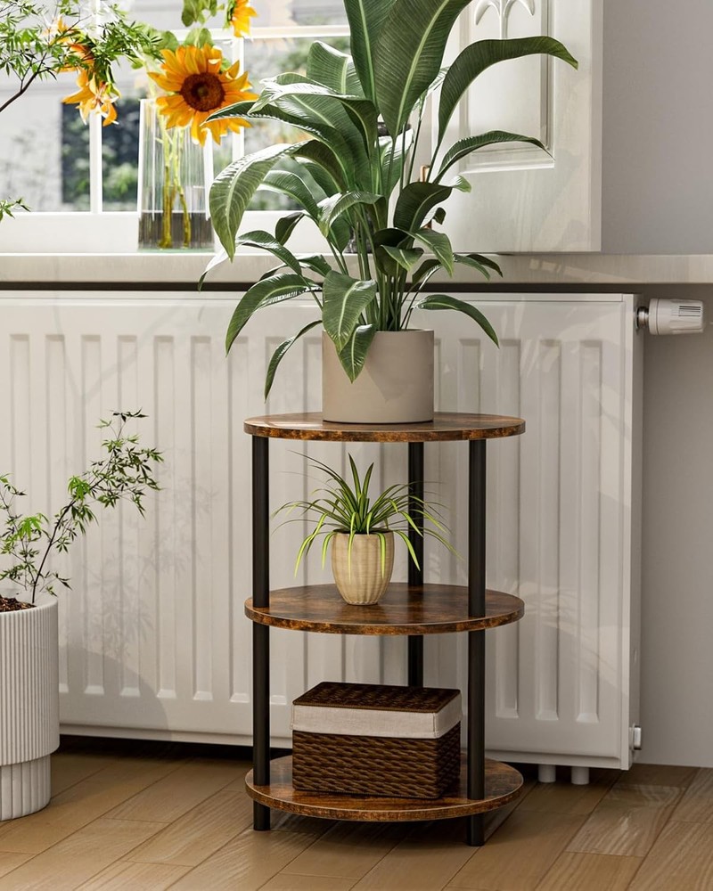 Small Round End Table 3 Tier Design Accent Table Narrow Side/Bedside Stand