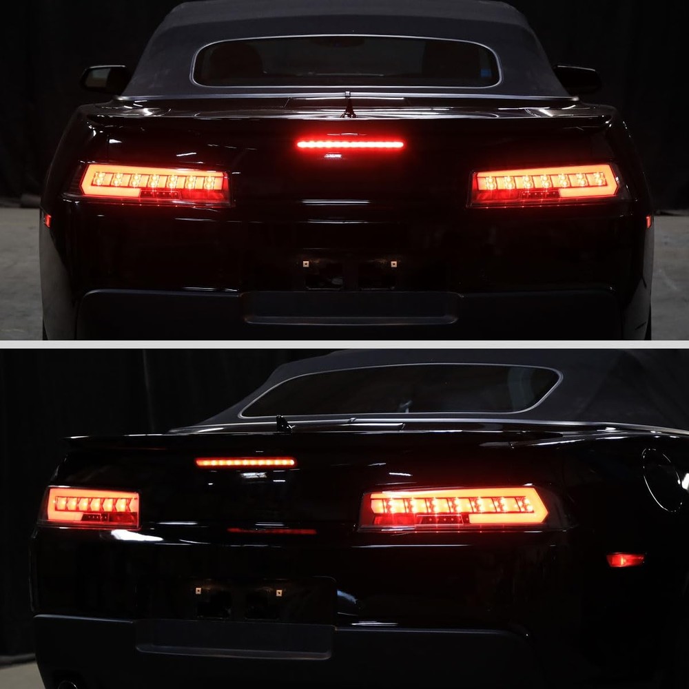 2014-2015 Camaro LED Sequential Turn Signal Tail Lights Pair Black