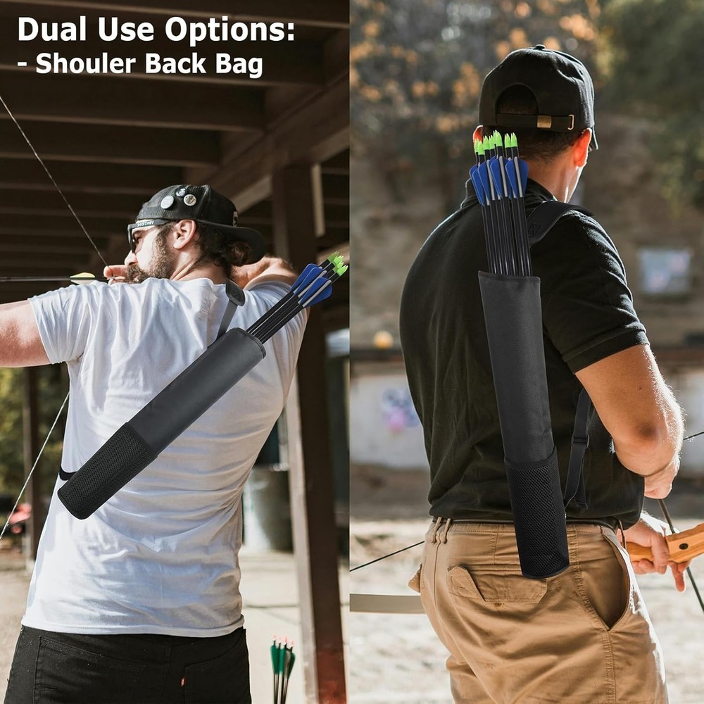 Durable Nylon Archery Quiver with Mesh Pockets - Adjustable Length & Easy Access