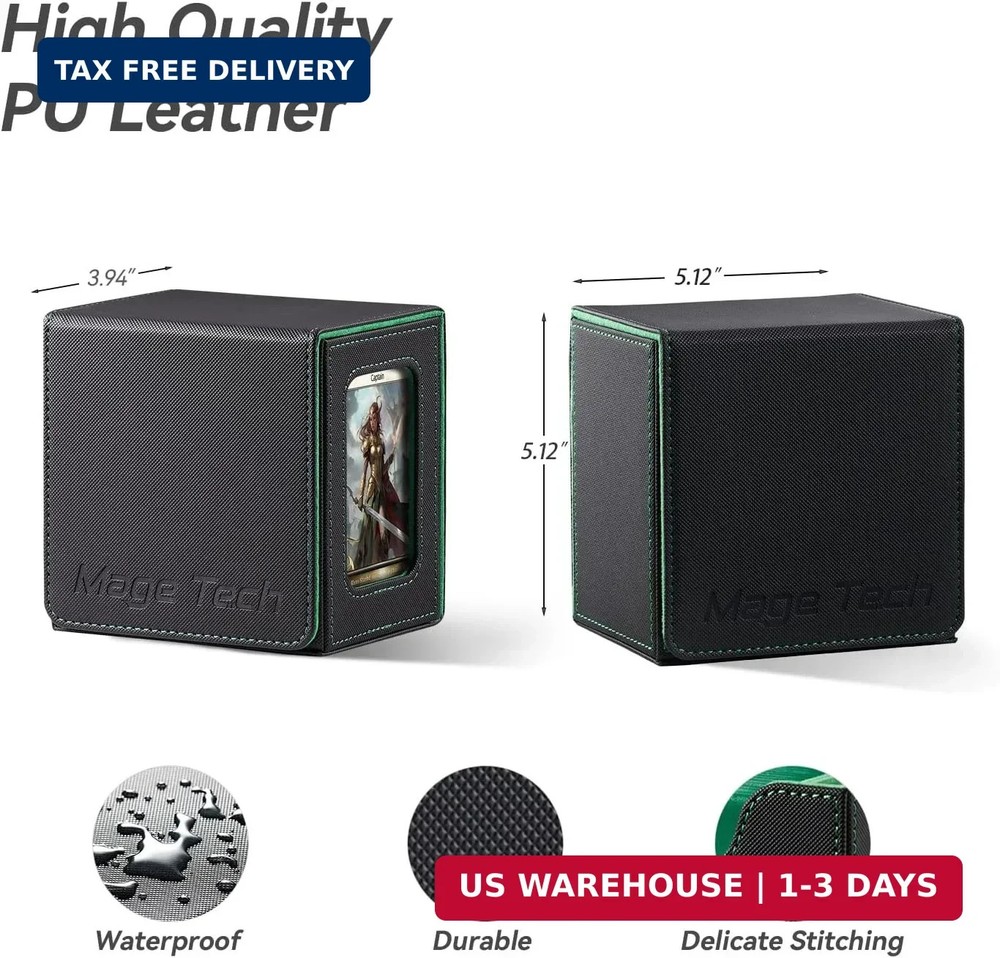 Mage Tech Card Deck Box for MTG Commander - Patented Design, Commander Display,