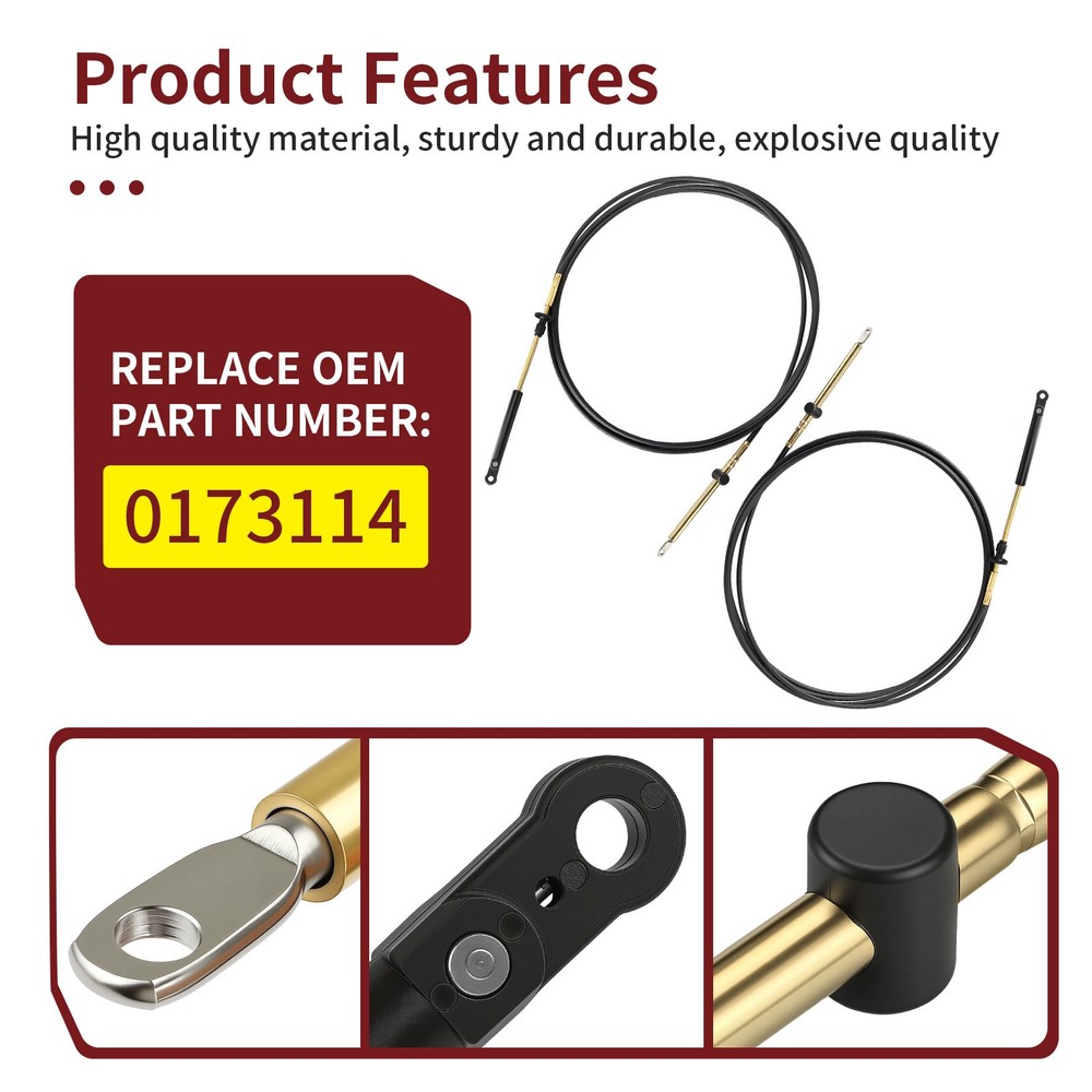 0173114 Throttle Shift Remote Control Cable 2pcs for Johnson Evinrude OMC & BRP