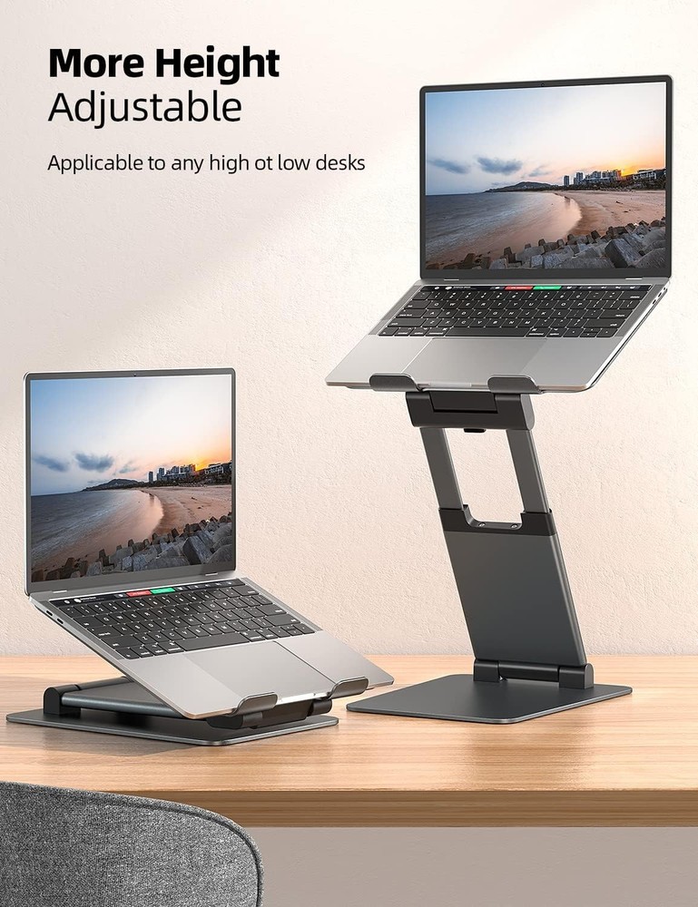 Height Adjustable Laptop Stand Desk Dual Foldable Aluminum Computer Riser