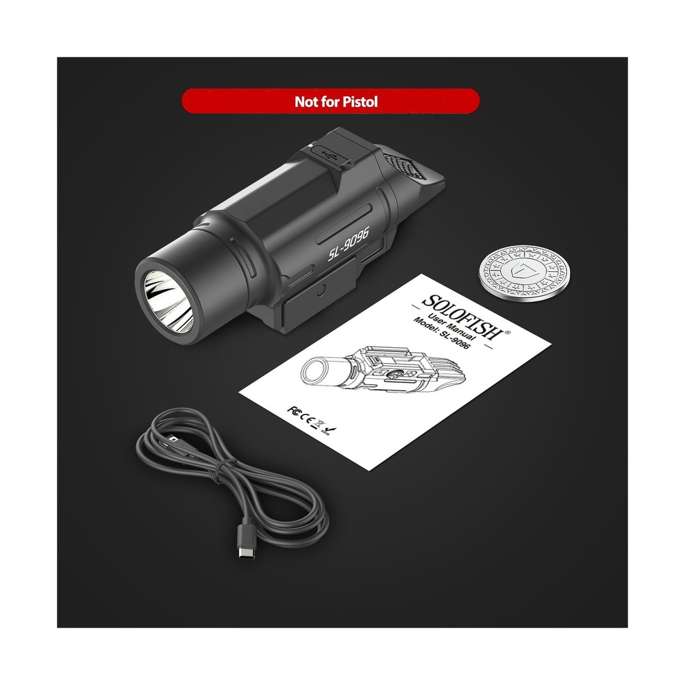 Solofish 1500 Lumen Slidable Tactical Flashlight Compatible with Pi... Fast Ship