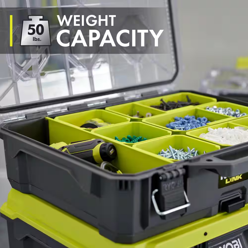 LINK 10-Compartment Modular Small Parts Organizer Tool Box