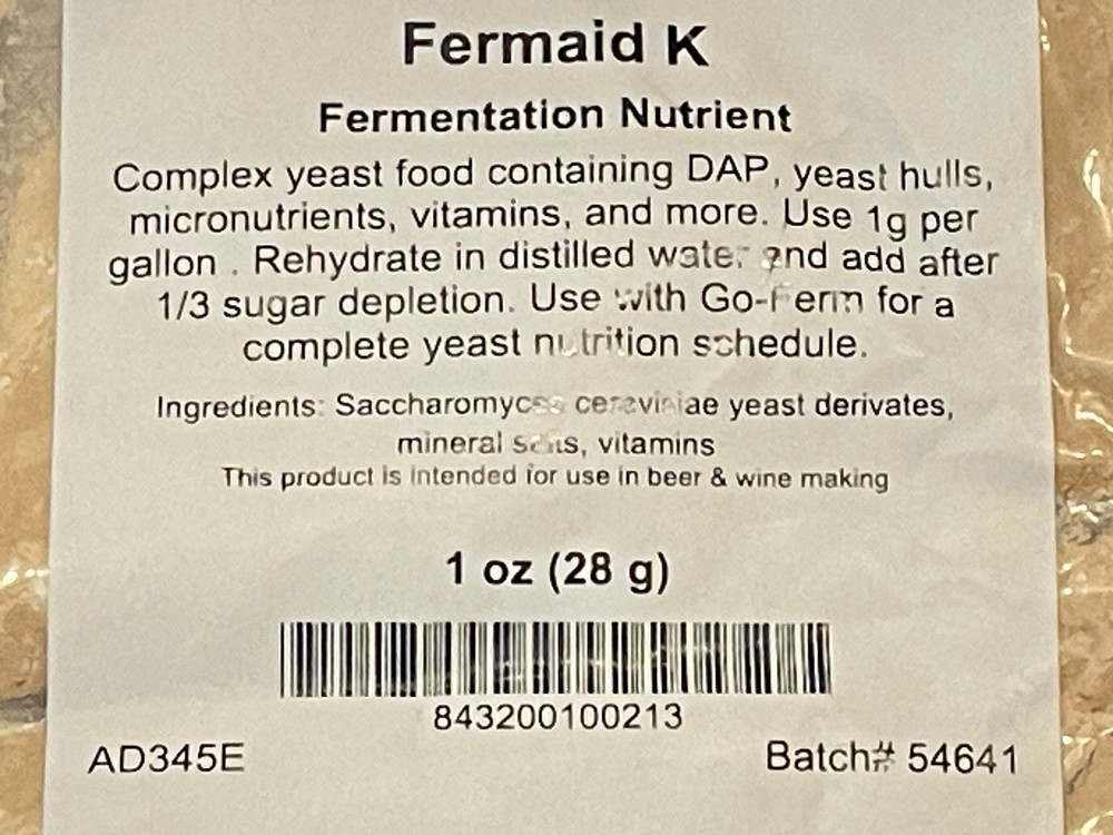 Fermaid K Fermentation Nutrient 1 ounce package Brewmaster