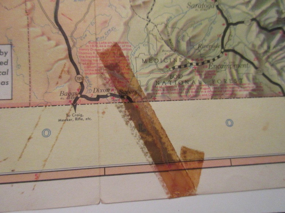 1954 WYOMING vintage HIGHWAY MAP