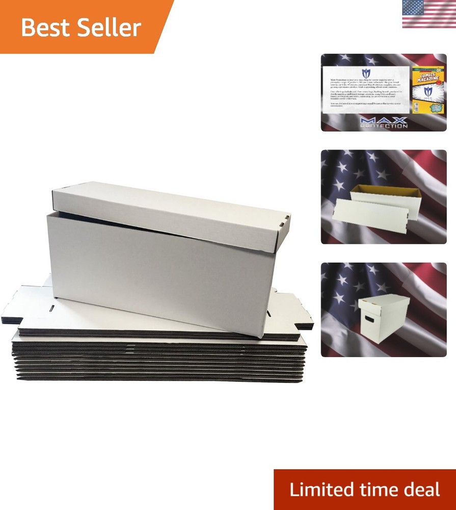 Comic Book Storage Box - 5 Count Long Comic Book Boxes with White Corrugated ...