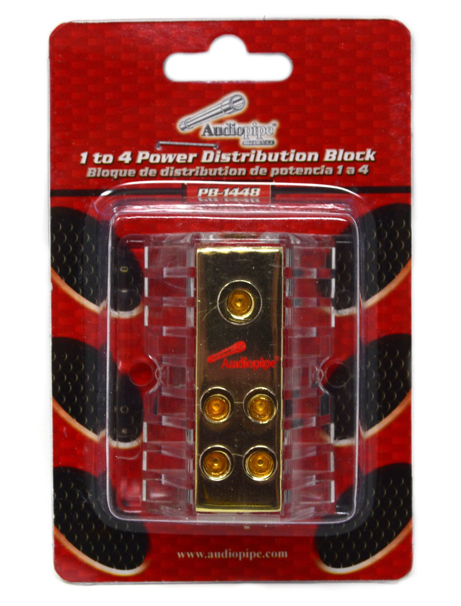 2 Pack Audiopipe 1 to 4 Power Distribution Blocks 4 Gauge Input, 8 Gauge Output