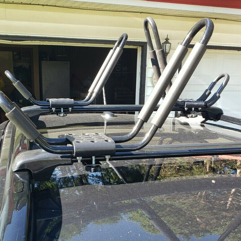 2 Pairs Kayak Roof Rack Carrier Boat Ski Surf Roof Mount Car Cross J-Bar Rack