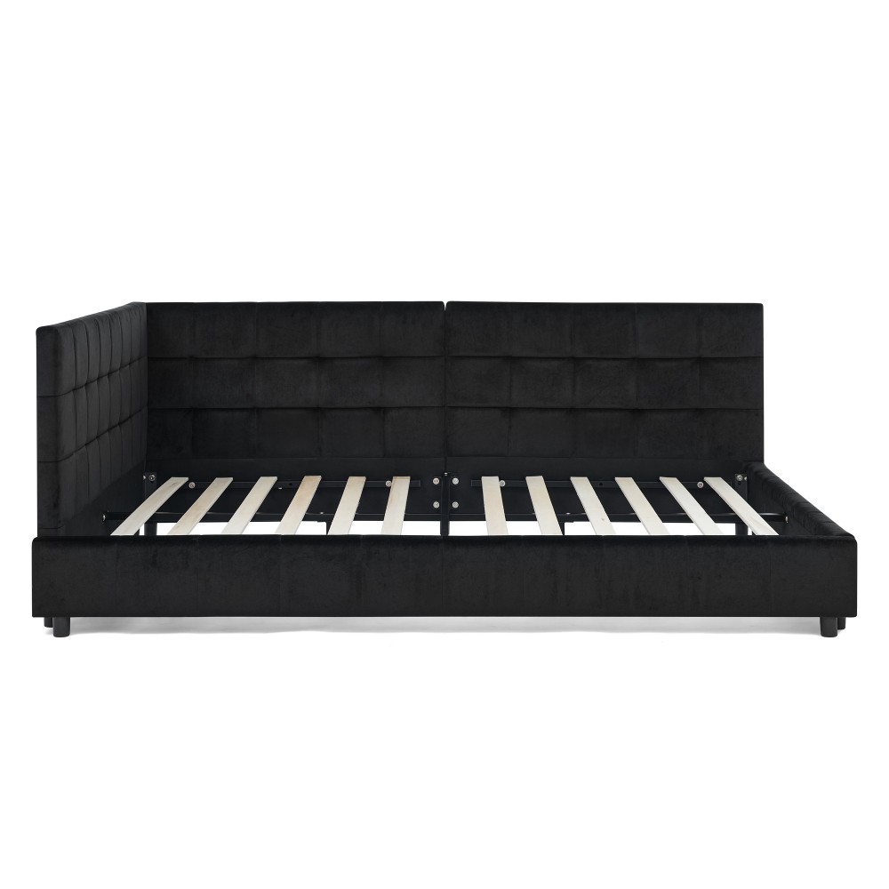 Full Size Upholstered Tufted Bed Frame, Sofa Bed Frame with Comfortable Backrest