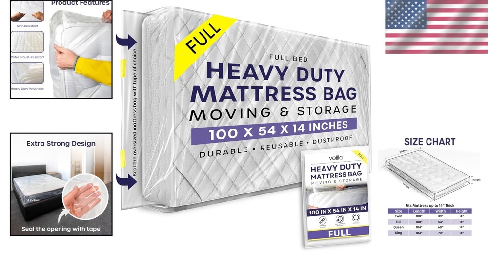 Ultimate Full Size Mattress Storage Solution - Heavy Duty Waterproof Protection