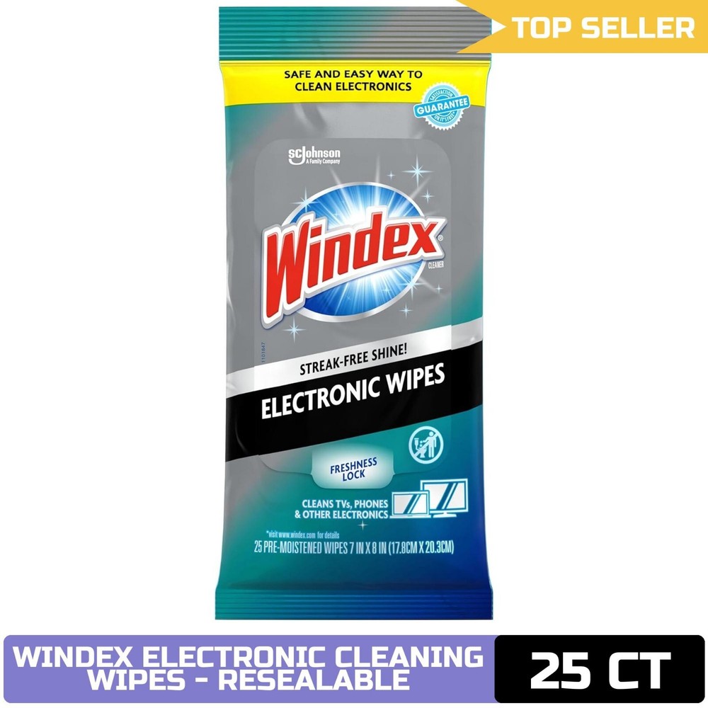 Windex Electronic Cleaning Wipes, 25 Count, TVs Phones Electronics