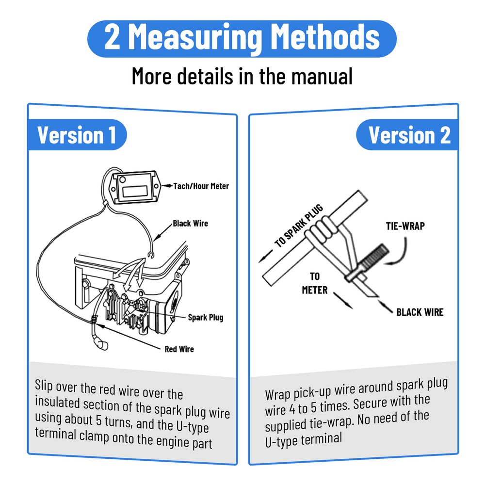 Digital Tiny Tachometer Tach Hour Meter Resettable Waterproof Job Timer &Battery