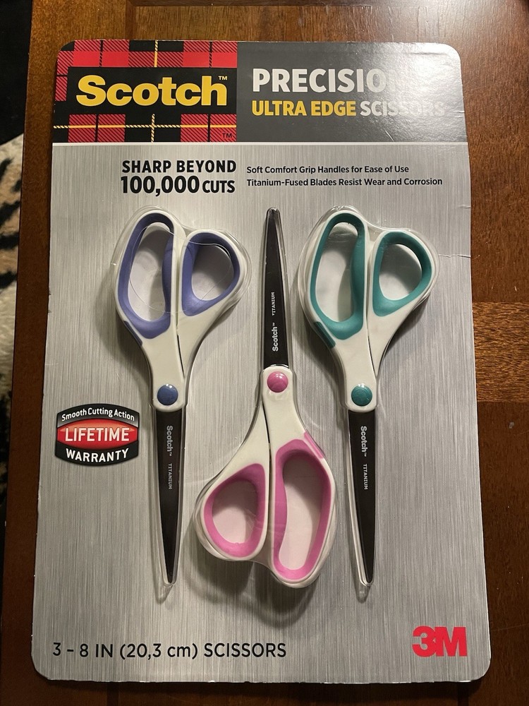 Scotch Precision Ultra Edge 8-Inch Scissors, 3 pack