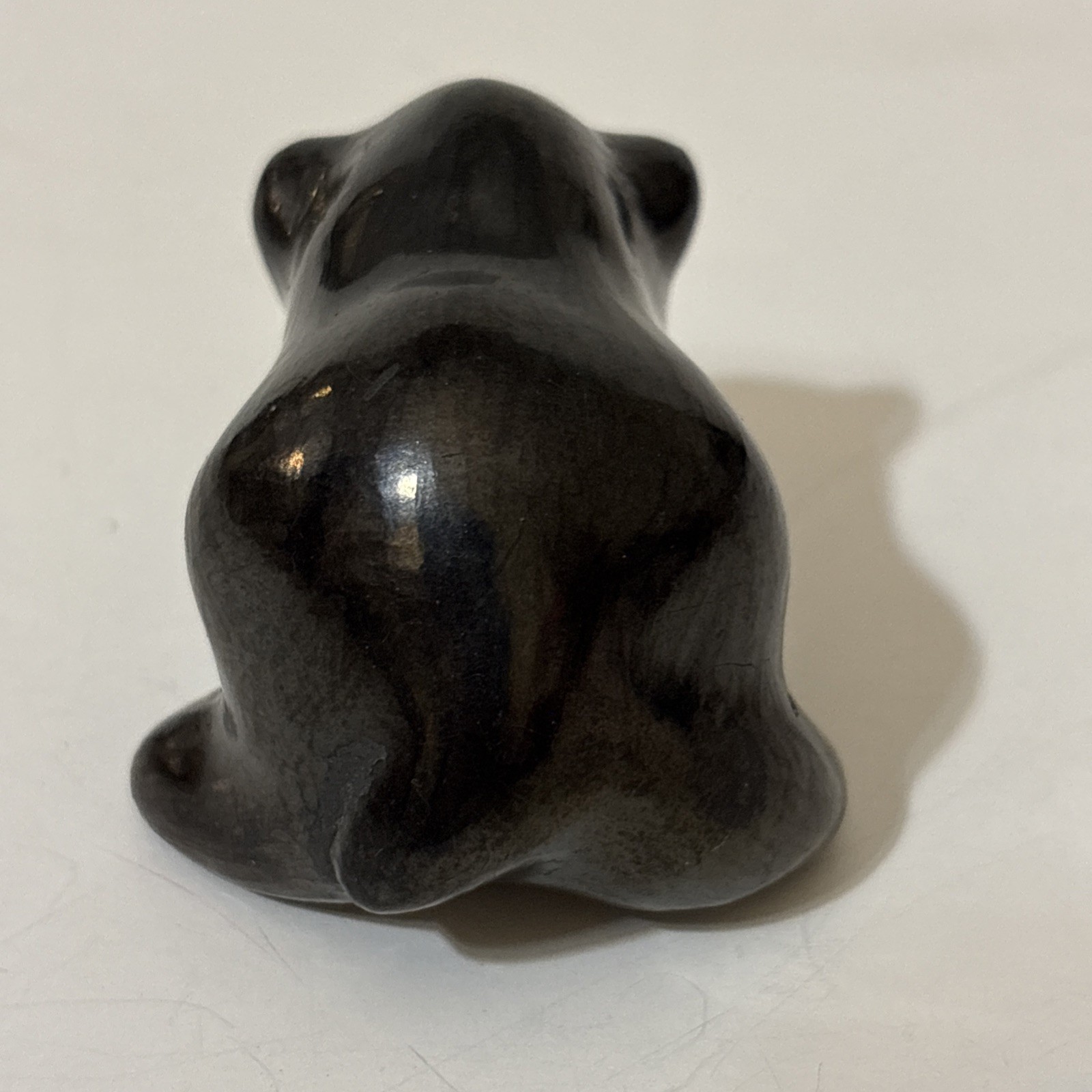 Santa Clara Pueblo Bear with Fish Black Pottery By Dorothy & Paul Gutierrez Art