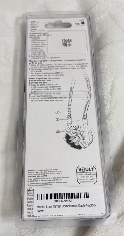 Master Lock, 1519D Touch Under Fire 3 ft. Red Cable and Lock