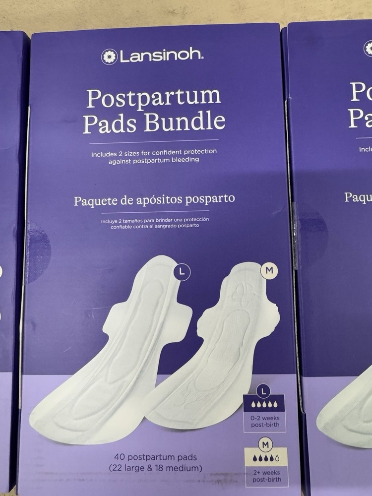 3 Boxes Lansinoh Postpartum Maxi Pads Bundle 40 Count, Heavy Absorbency 2 Sizes
