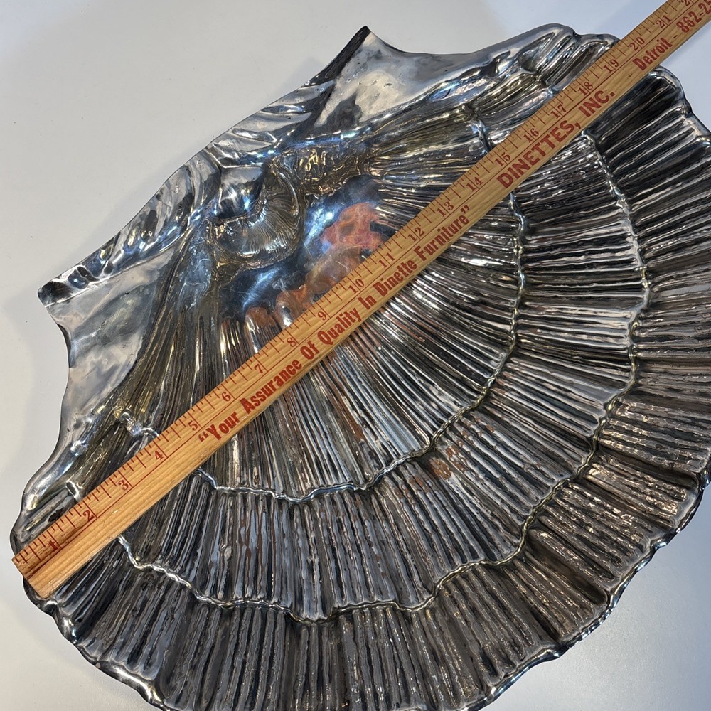 Large 20” Vintage Valenti Spain Silver Plate Shell