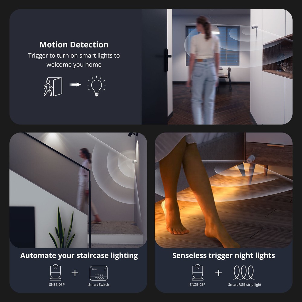 SONOFF SNZB-03P ZigBee 3,0 Motion Sensor 2 Pack, Home Security Wireless Detector