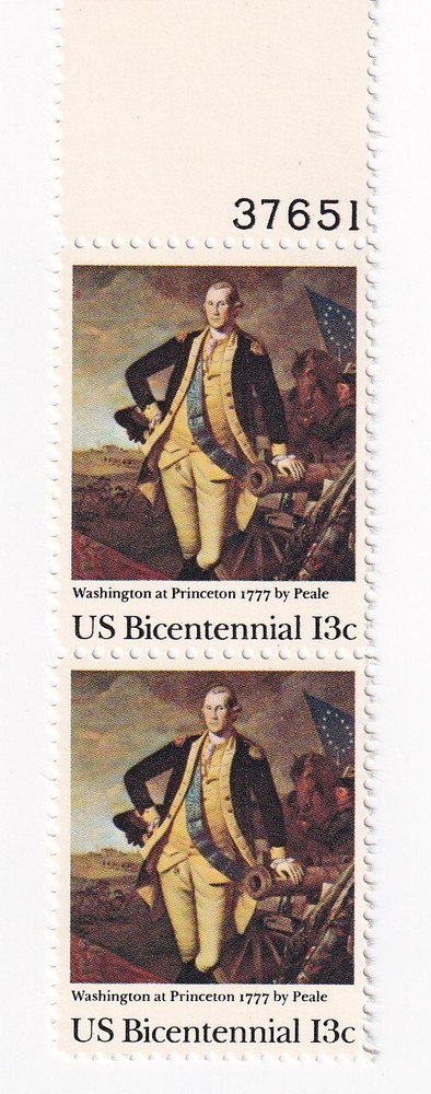 STAMP US SCOTT 1704 "Washington at Princeton" 13 CENT 1977 MNH VERT PAIR W/PB#-A