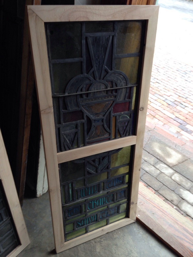 Sg 209 Antique Painted In Fired Religious Chalice Window