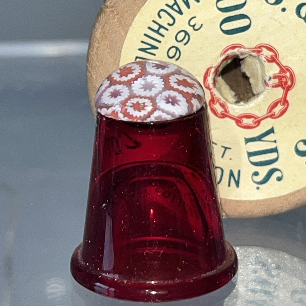Caithness Glass Millefiori  Thimble, Red, VGC