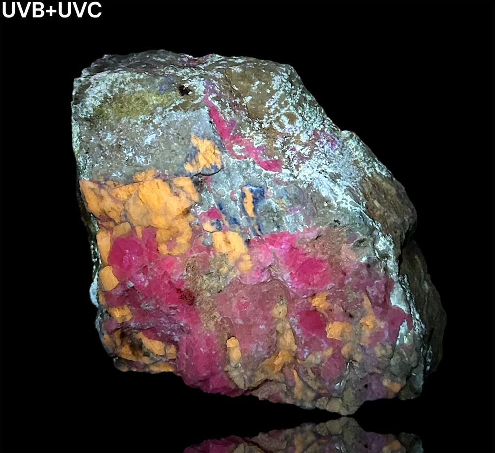 1503 Gr. Fluorescent Scapolite Cluster W/ Fluorescent Phosphorescent Hackmanite