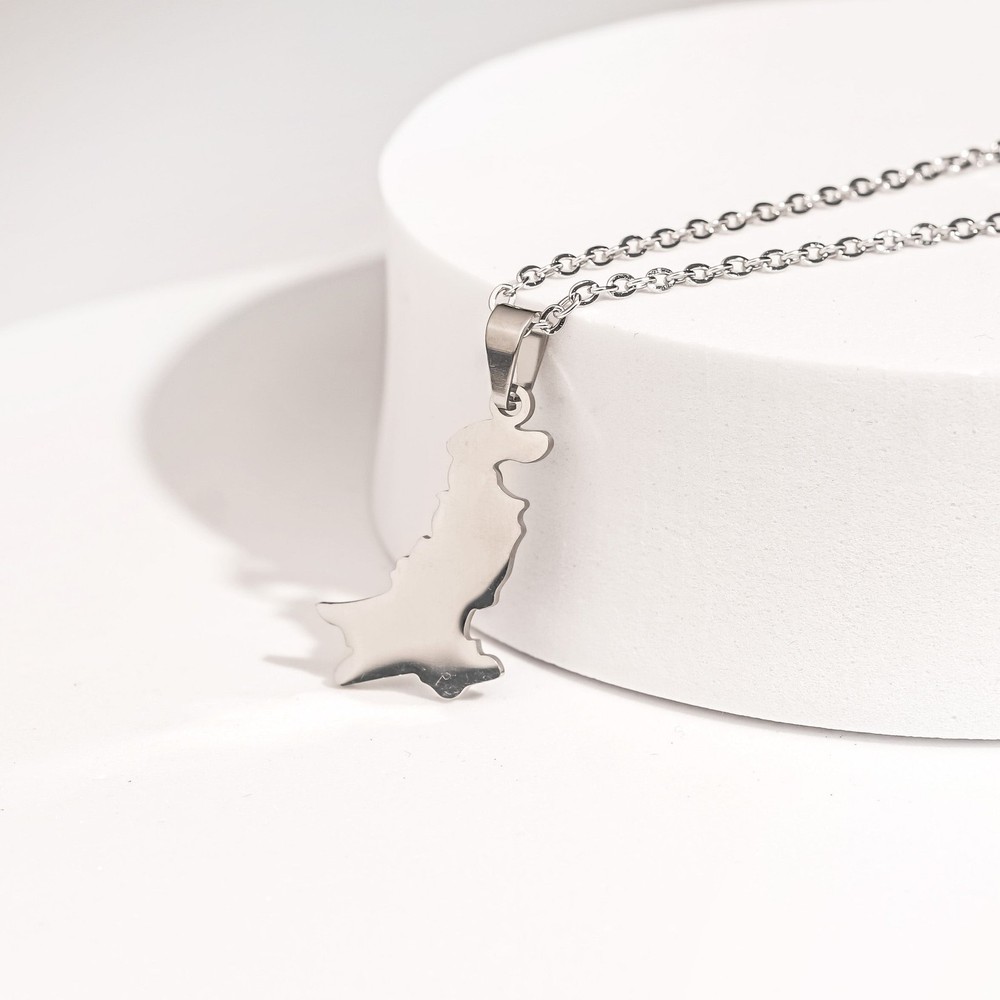 Pakistan Map Pendant Necklace | Silver