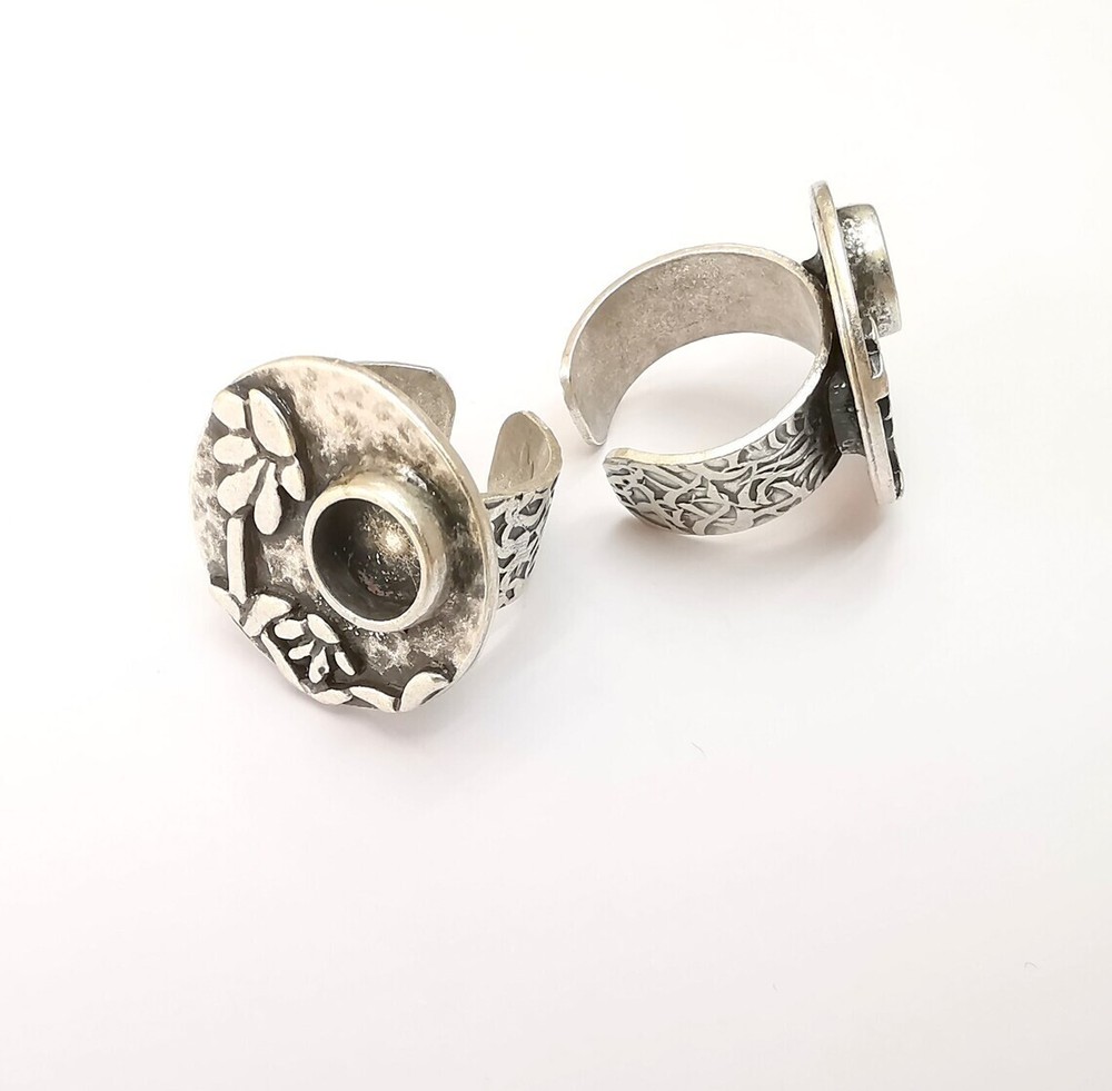 Flower Ring Blank Setting, Cabochon Mounting, Adjustable Resin Ring Base Bezels
