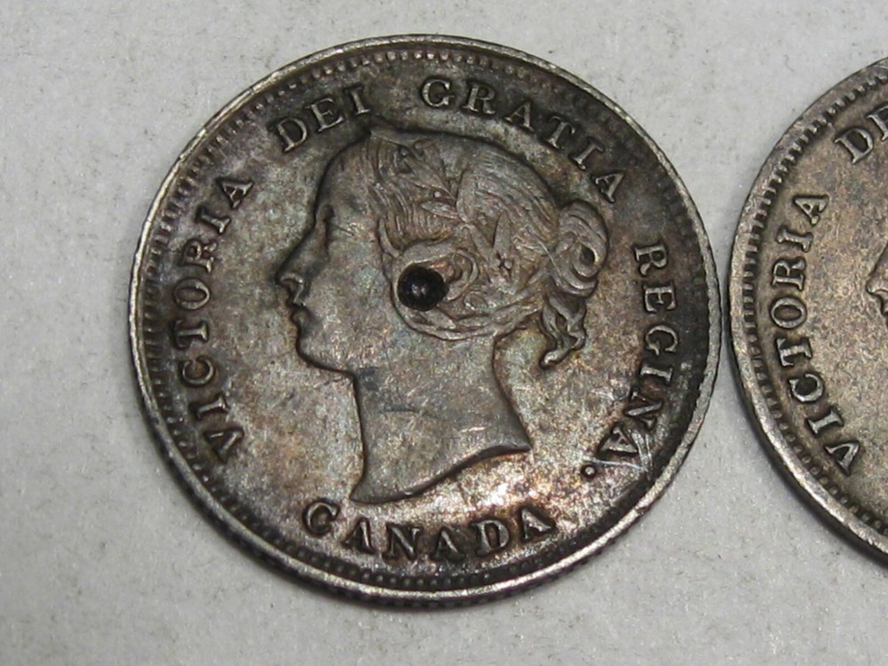2 Silver 5¢ Cent CANADA - 1896 & 1893. #49