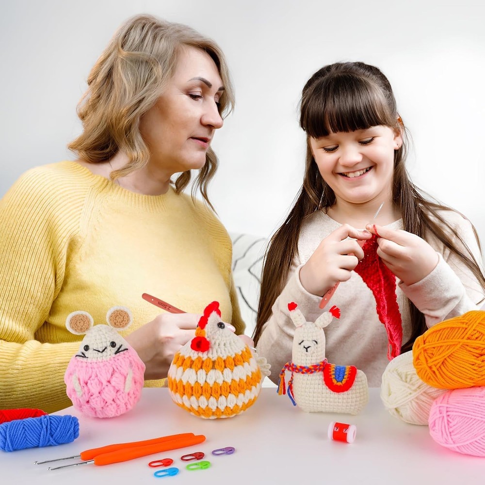 Beginner Crochet Kit with Step-by-Step Tutorials – Create Adorable Alpaca & More