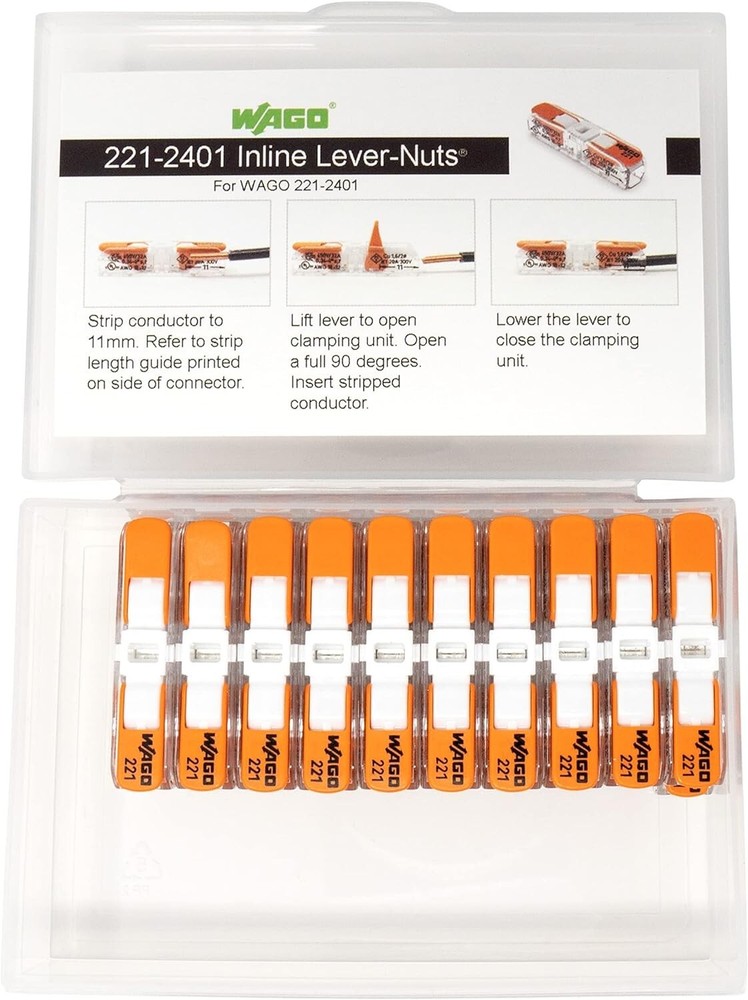 WAGO 221-2401 20Pc Inline Splicing Wire Connectors Pack | Includes (20X) 221-240
