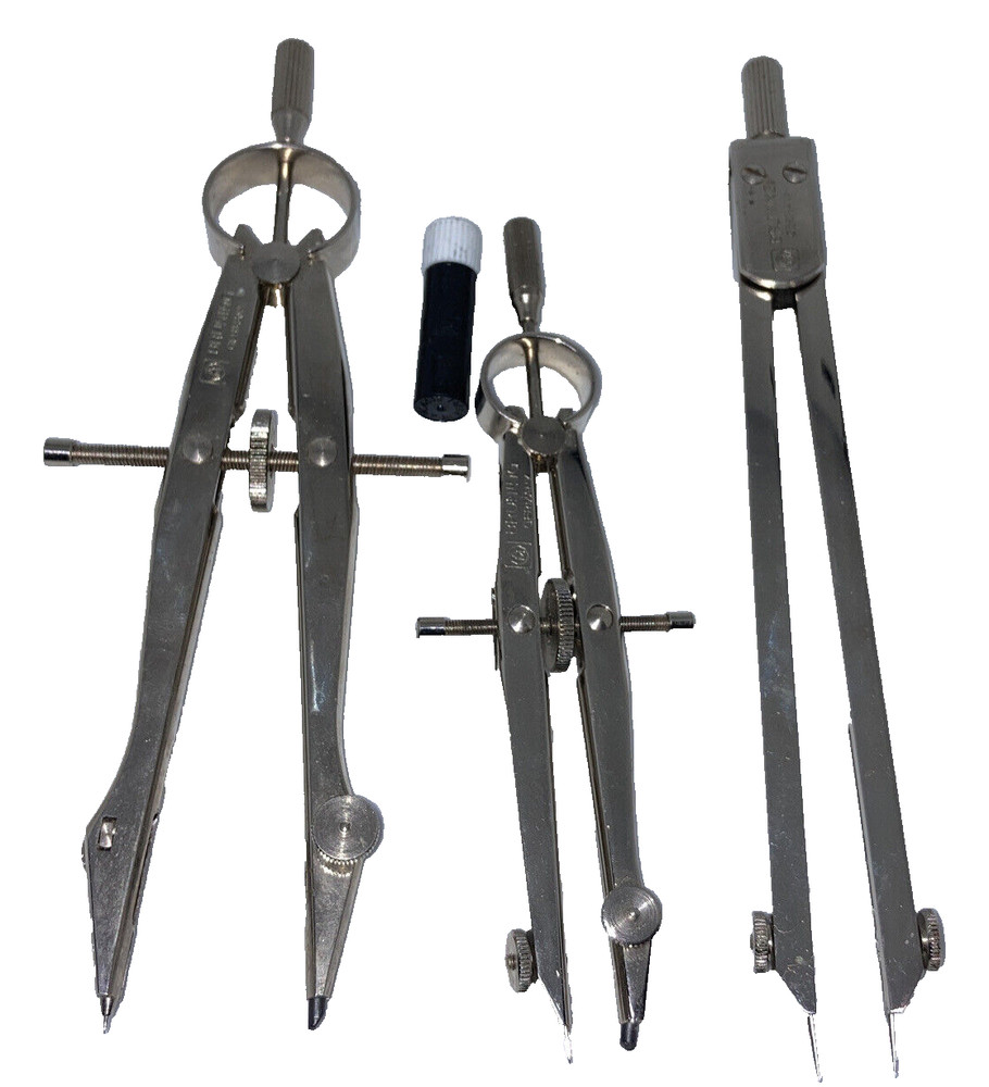 vintage 3 metal Drafting Tools Intertech Bavarian Drawing Instruments Germany