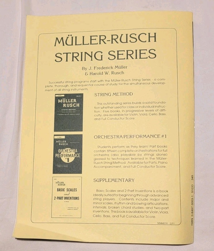 MULLER RUSCH STRING METHOD CELLO BOOK 1 Learn Music Techniques Educational New