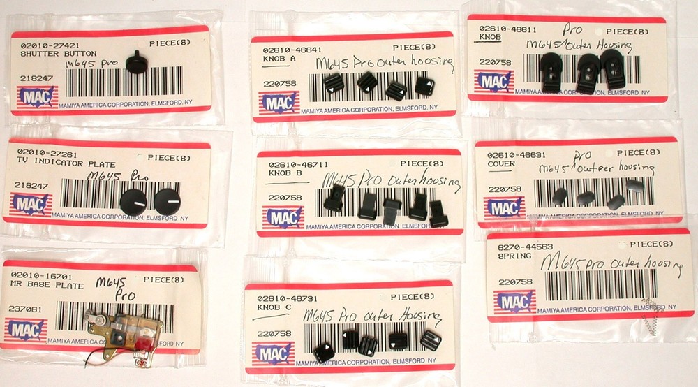 Mamiya M645 Pro Medium Format Camera Repair Parts Inventory