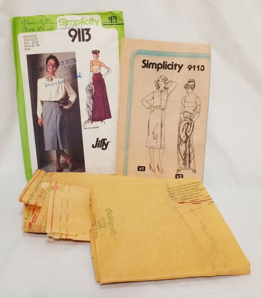 Misses Front Wrap Skirt 1979 Sewing Pattern Size 6 & 8 Simplicity 9113 Precut