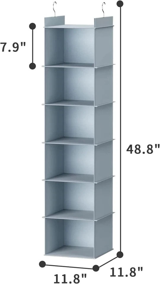 YOUDENOVA Hanging Closet Organizer, 6-Shelf 6-Tier, Grey