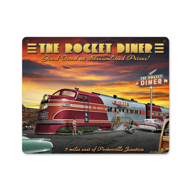 Vintage Style Metal Sign  Rocket Diner 15x12