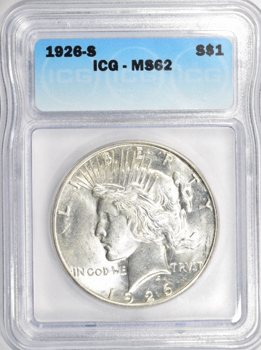 1926 S PEACE DOLLAR ~ ICG MS62 ~ BRIGHT WHITE!