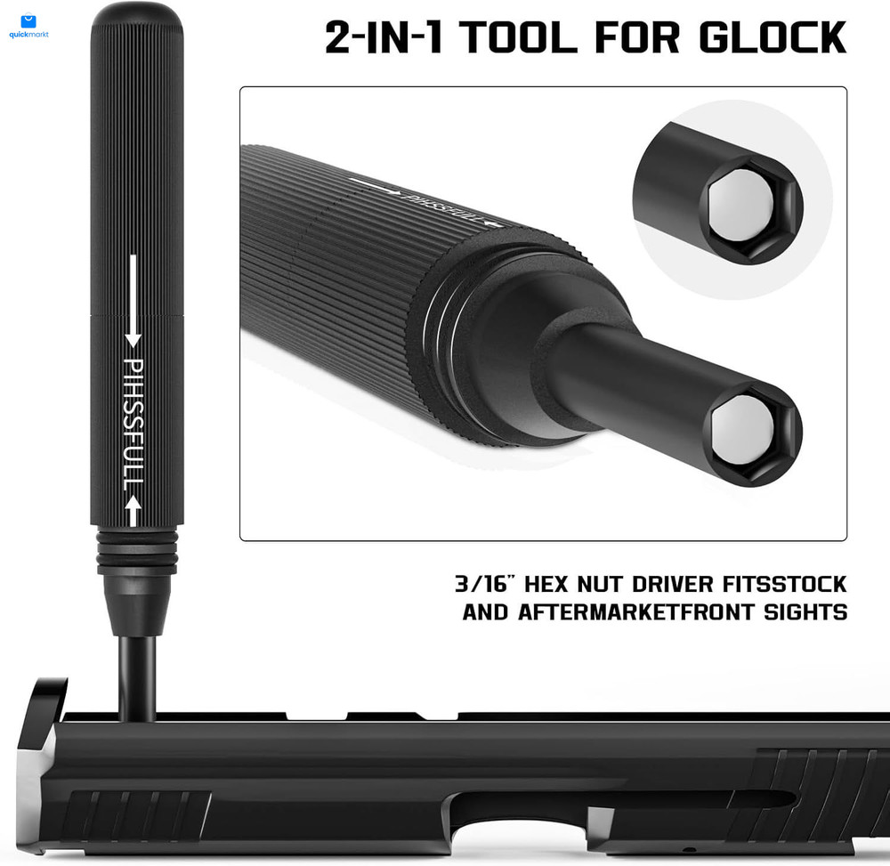 2-in-1 Tool Kit for Glock, Front Sight Remove Magazine Disassembly Black