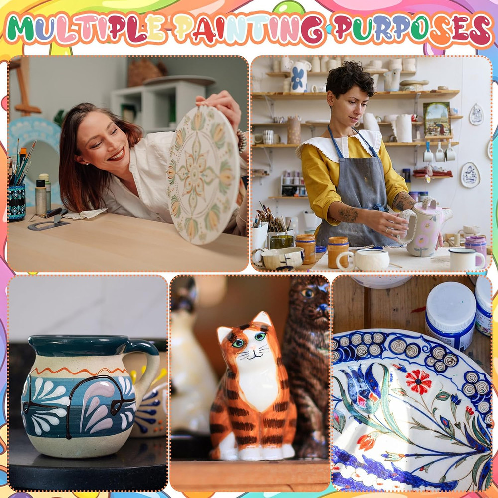 12 Assorted 2 Oz Underglaze Set Creative Ceramic Glaze Application Kit Glaze Cer