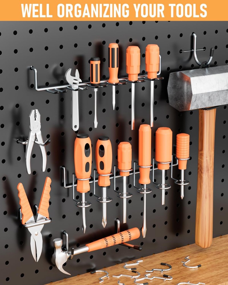1/4" Pegboard Hooks Set for Hanging Tools 206PCS Heavy Duty Peg Hook Hanger &...