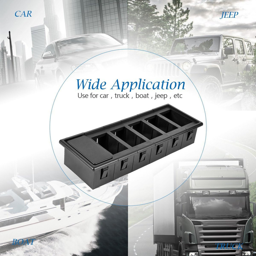 Rocker Switch Panel Switch Holder Housing Kit - Black Plastic